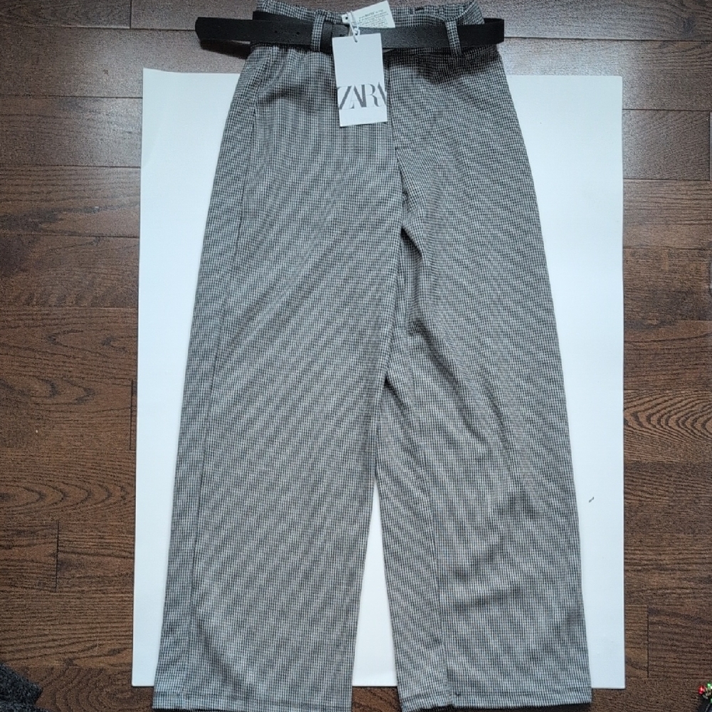 Zara New With Tags Kids Gray Checkered Pants